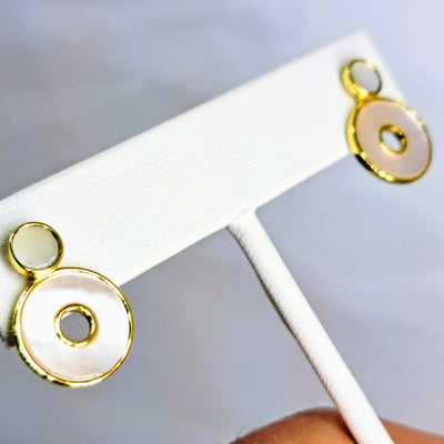 "OH! Yes & No" .25" - .75 Convertible Earrings - Enamel, Mother Of Pearl, 18K Gold Sterling