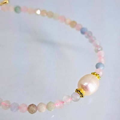 "Another Temptation" 7" to 9" Bracelet - Tourmaline, Or Peruvian Opal, Pearl, Gold -Plated Findings
