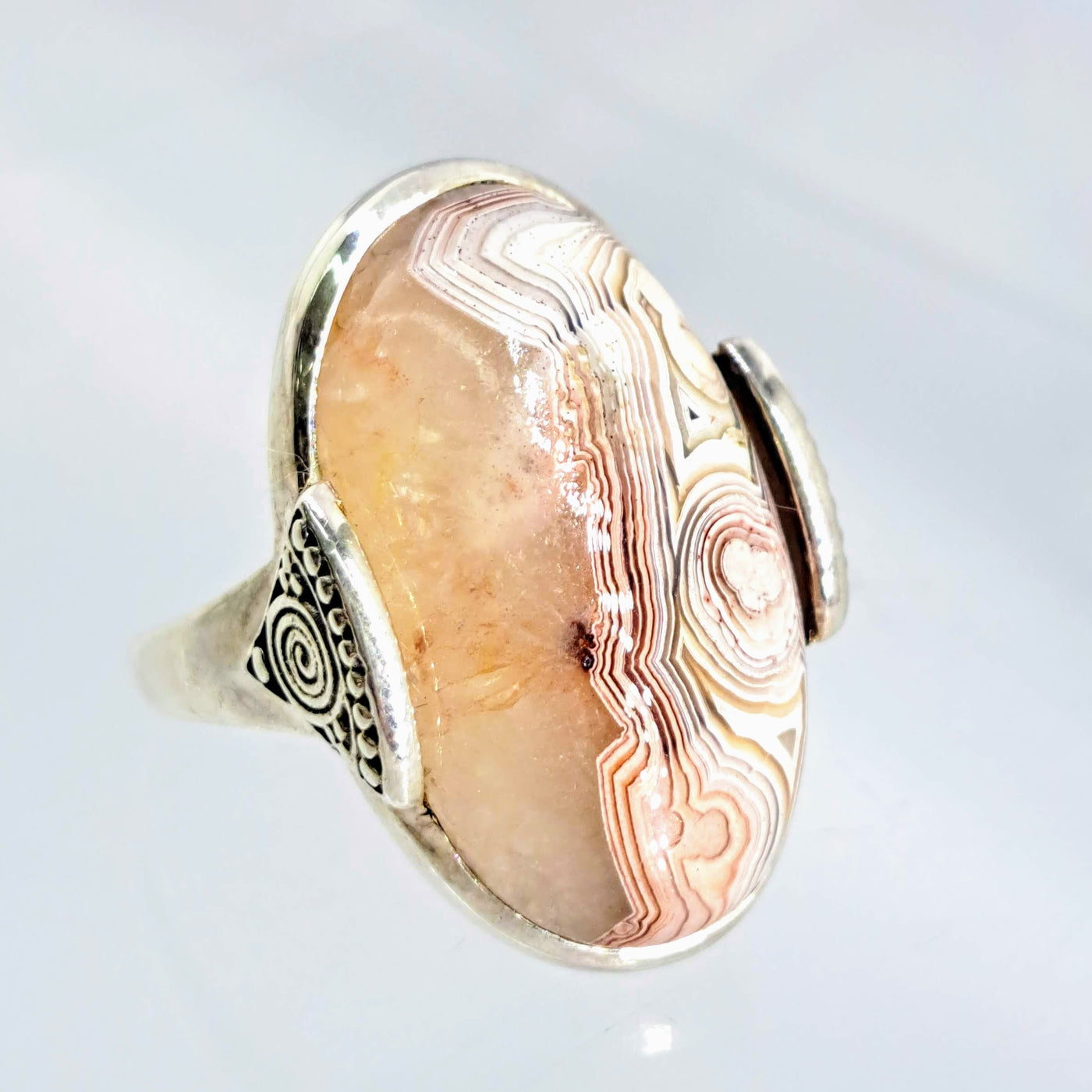 "Crazy Mexican" Sz 8 Ring - Mexican Crazy Lace Agate, Sterling