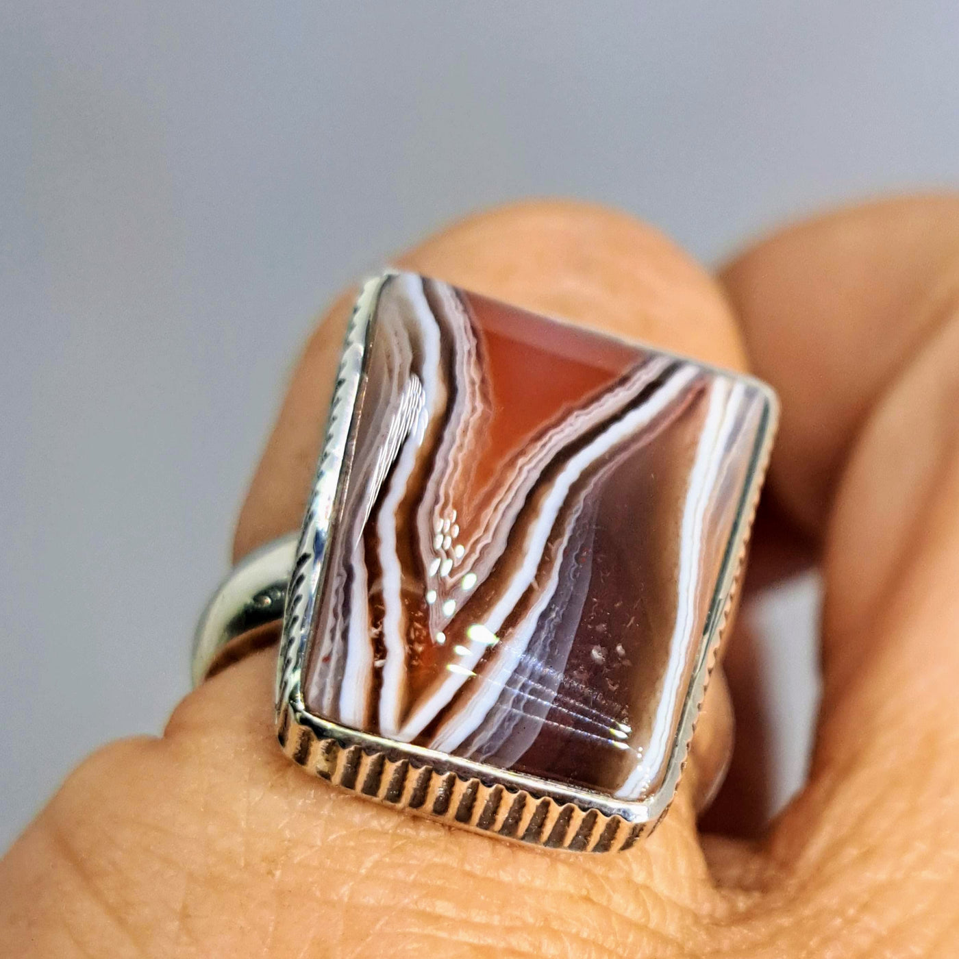 "With The Band" Sz 6 Ring - Banded Agate, Sterling
