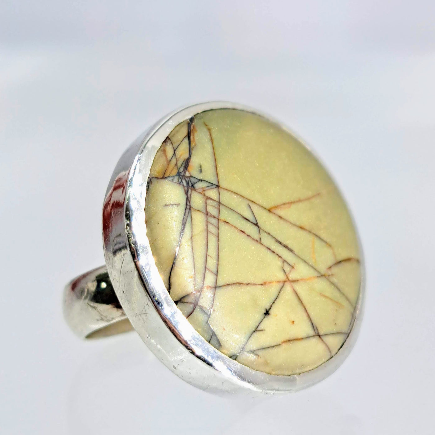 "Picasso" Sz 8 Ring - Jasper, Sterling