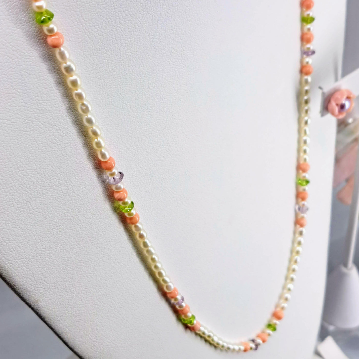 "Angel Food" 28" Convertible Necklace/Bracelet - Pearls, Coral, Amethyst, Peridot, Sterling