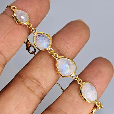 "Stardust" 6.5"-7.5" Bracelet - Moonstone or Labradorite, Anti-tarnish or 18K Gold Sterling