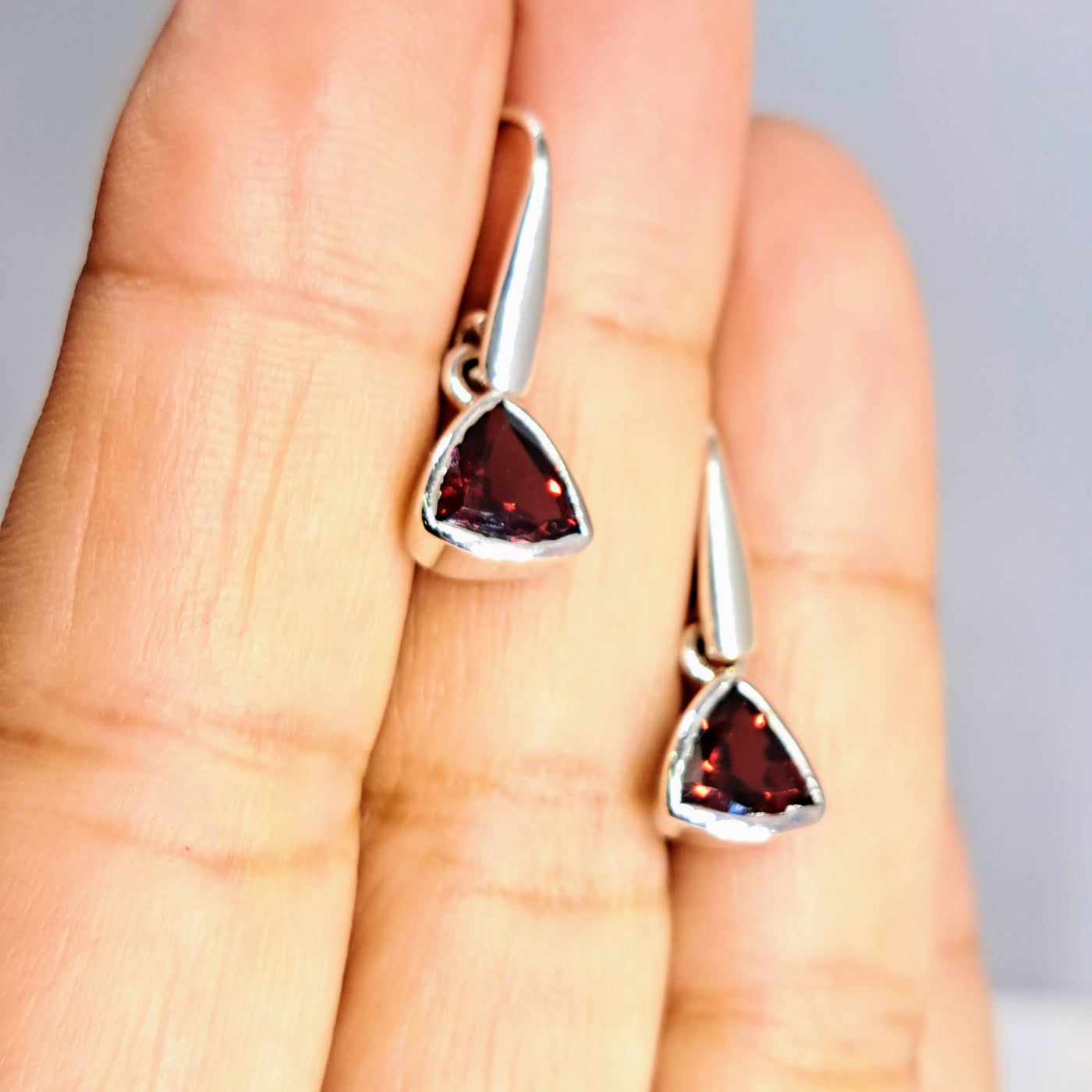 "Black Cherry Candy" 1" Earrings - Garnet, Sterling