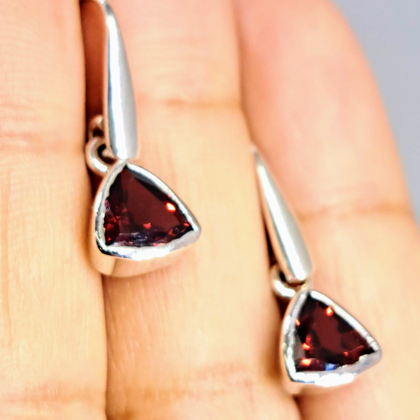 "Black Cherry Candy" 1" Earrings - Garnet, Sterling