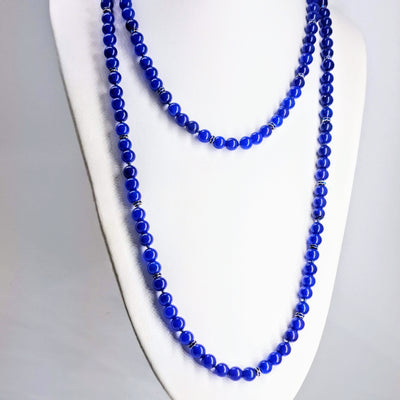 "Cobalt" 50" Convertible Necklace - Cobalt Glass, Crystals, Sterling