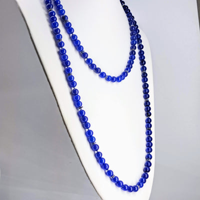 "Cobalt" 50" Convertible Necklace - Cobalt Glass, Crystals, Sterling