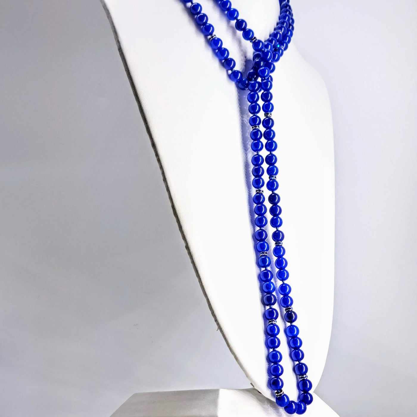 "Cobalt" 50" Convertible Necklace - Cobalt Glass, Crystals, Sterling