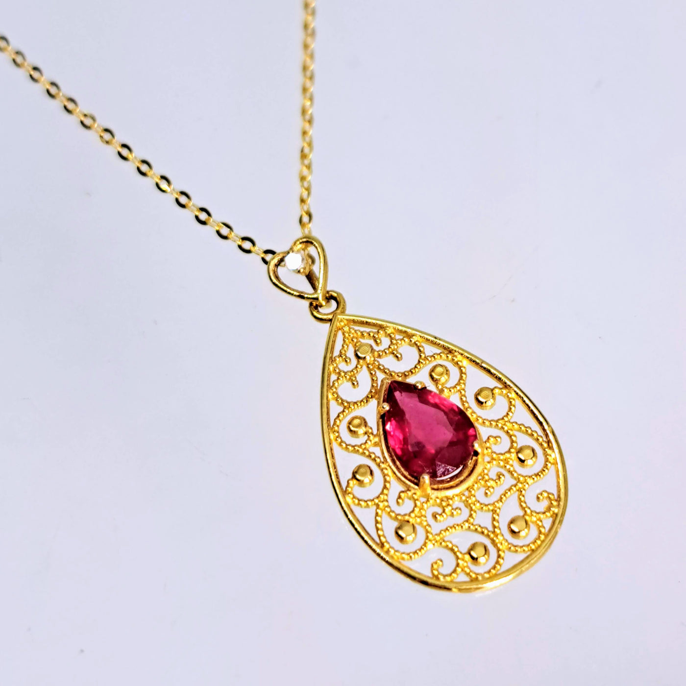 "Ruby Love" 16"-18" Pendant Necklace - Ruby, Diamond, 18k Gold