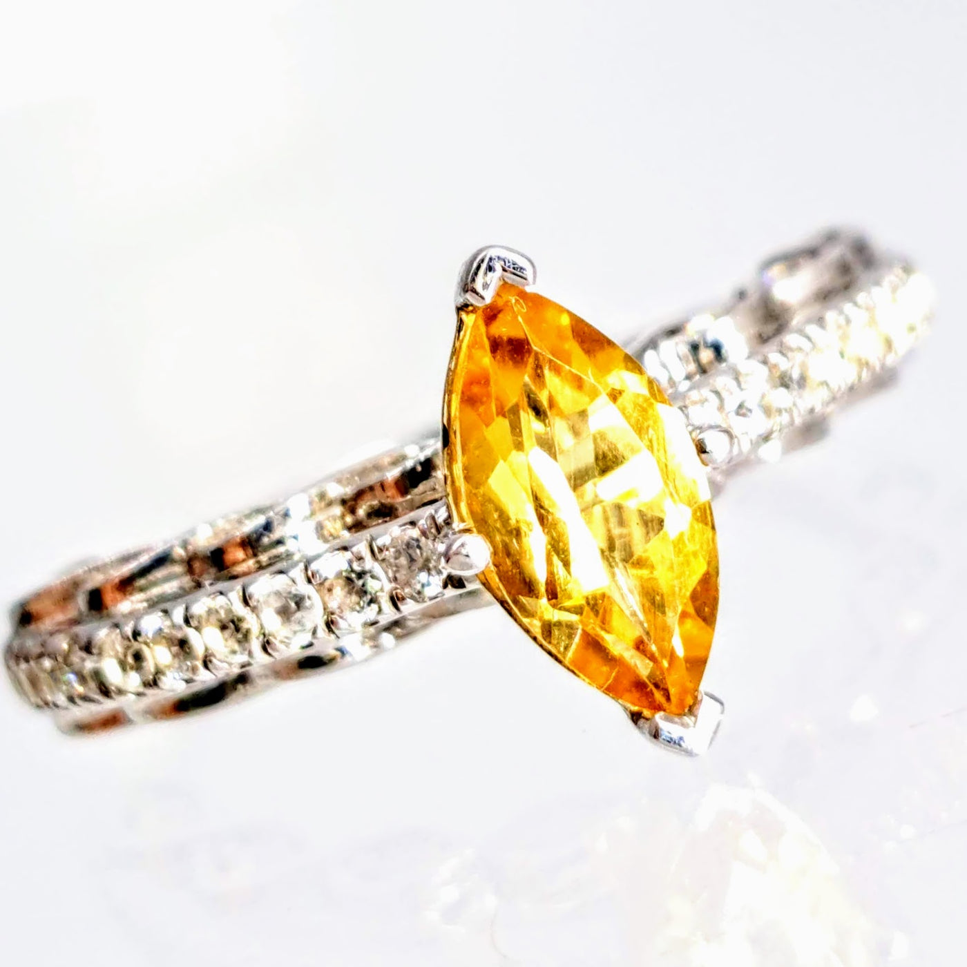 "Very Engaging!" Sz 7 Ring - Citrine, Zircon Stone, Anti-tarnish Sterling Silver