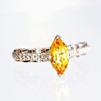 "Very Engaging!" Sz 7 Ring - Citrine, Zircon Stone, Anti-tarnish Sterling Silver