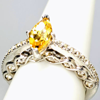 "Very Engaging!" Sz 7 Ring - Citrine, Zircon Stone, Anti-tarnish Sterling Silver