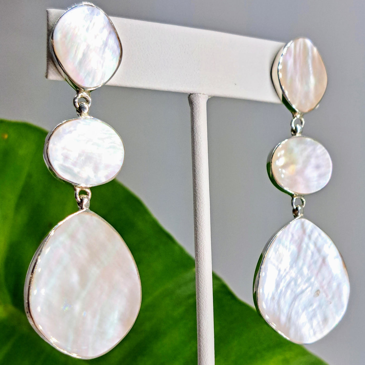 "Pearl Drops" 2.75" Earrings - South Sea Mother-Of-Pearl, Sterling