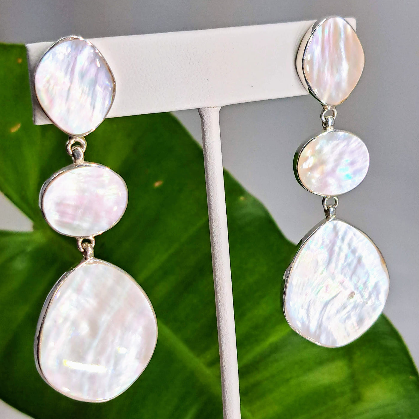 "Pearl Drops" 2.75" Earrings - South Sea Mother-Of-Pearl, Sterling