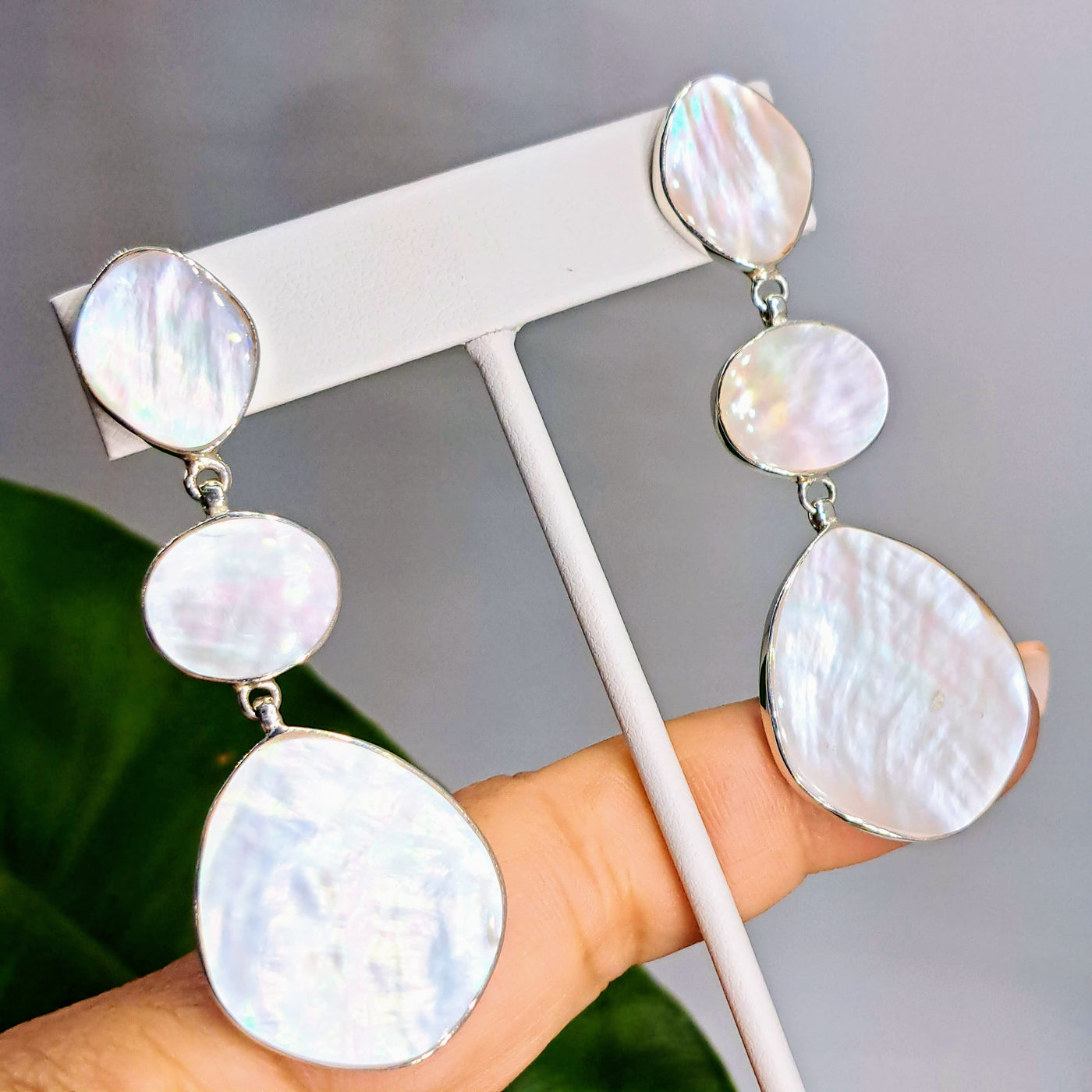 "Pearl Drops" 2.75" Earrings - South Sea Mother-Of-Pearl, Sterling