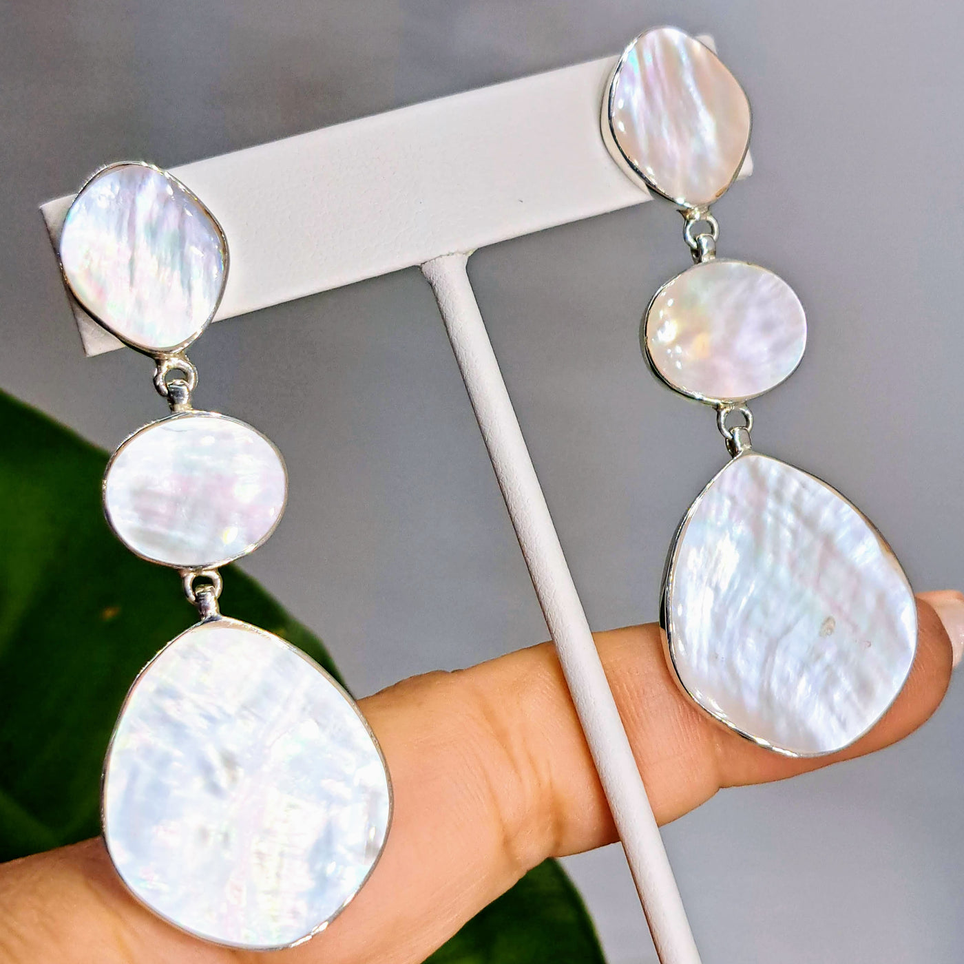 "Pearl Drops" 2.75" Earrings - South Sea Mother-Of-Pearl, Sterling