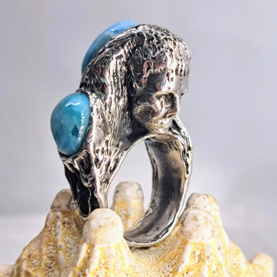 "Sea Witch SURPRISE!" Sz 8.25 Ring - Larimar, Sterling