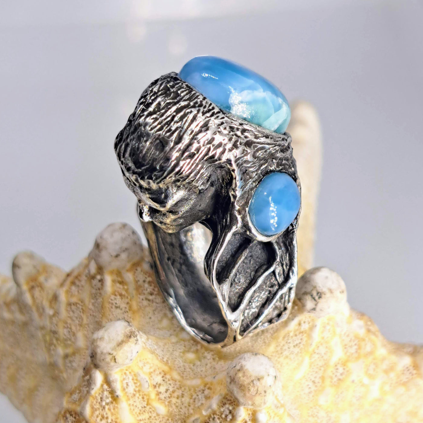 "Sea Witch SURPRISE!" Sz 8.25 Ring - Larimar, Sterling