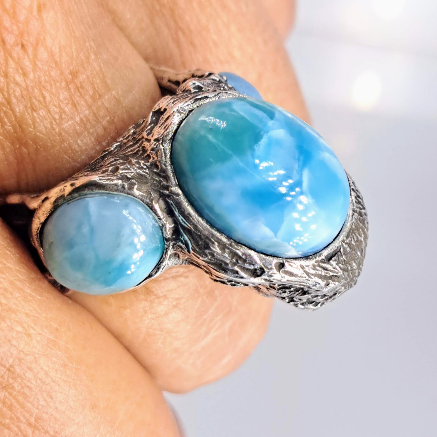 "Sea Witch SURPRISE!" Sz 8.25 Ring - Larimar, Sterling