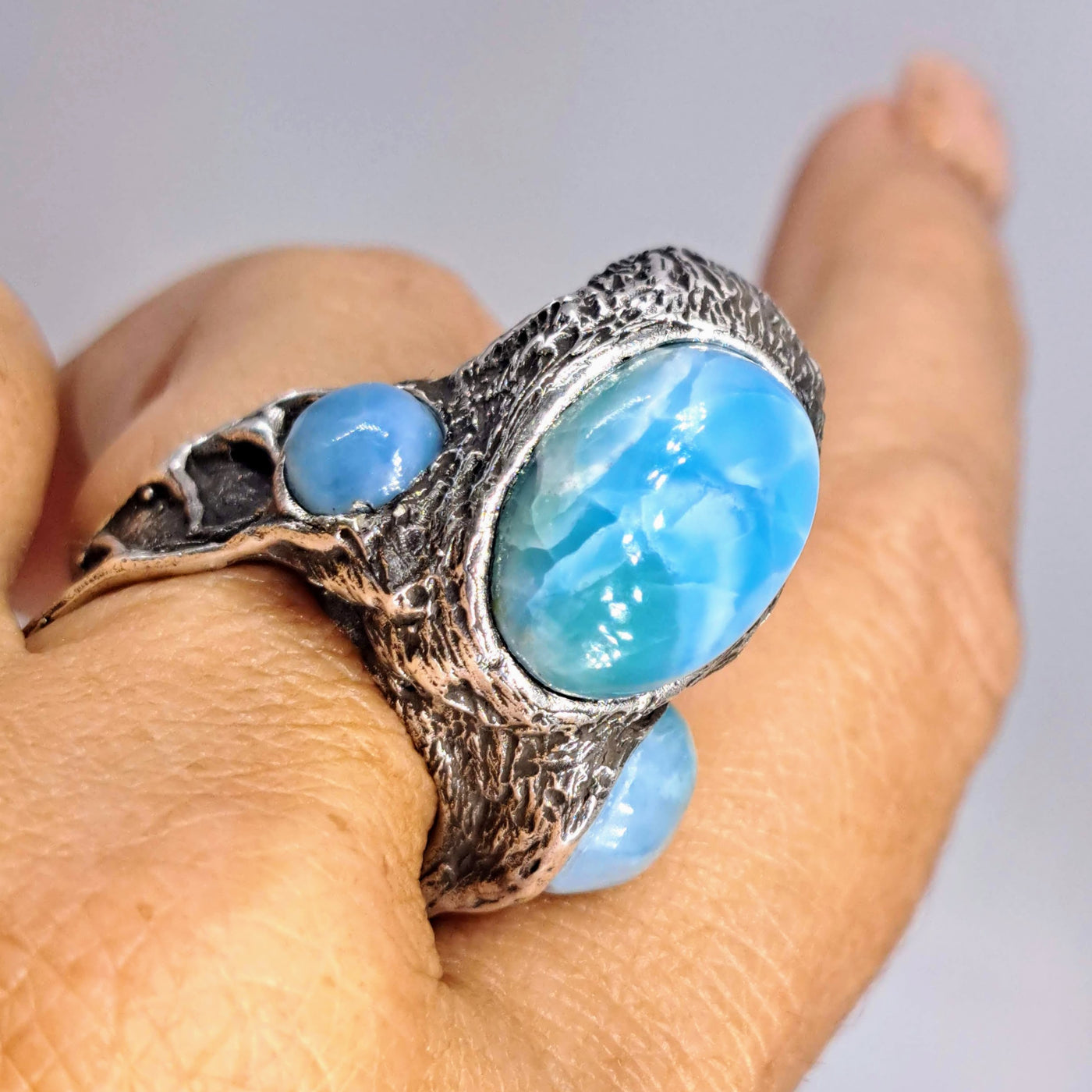 "Sea Witch SURPRISE!" Sz 8.25 Ring - Larimar, Sterling