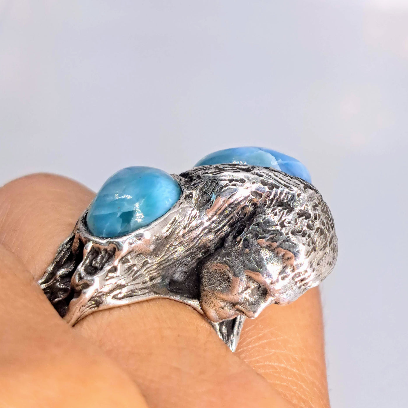 "Sea Witch SURPRISE!" Sz 8.25 Ring - Larimar, Sterling