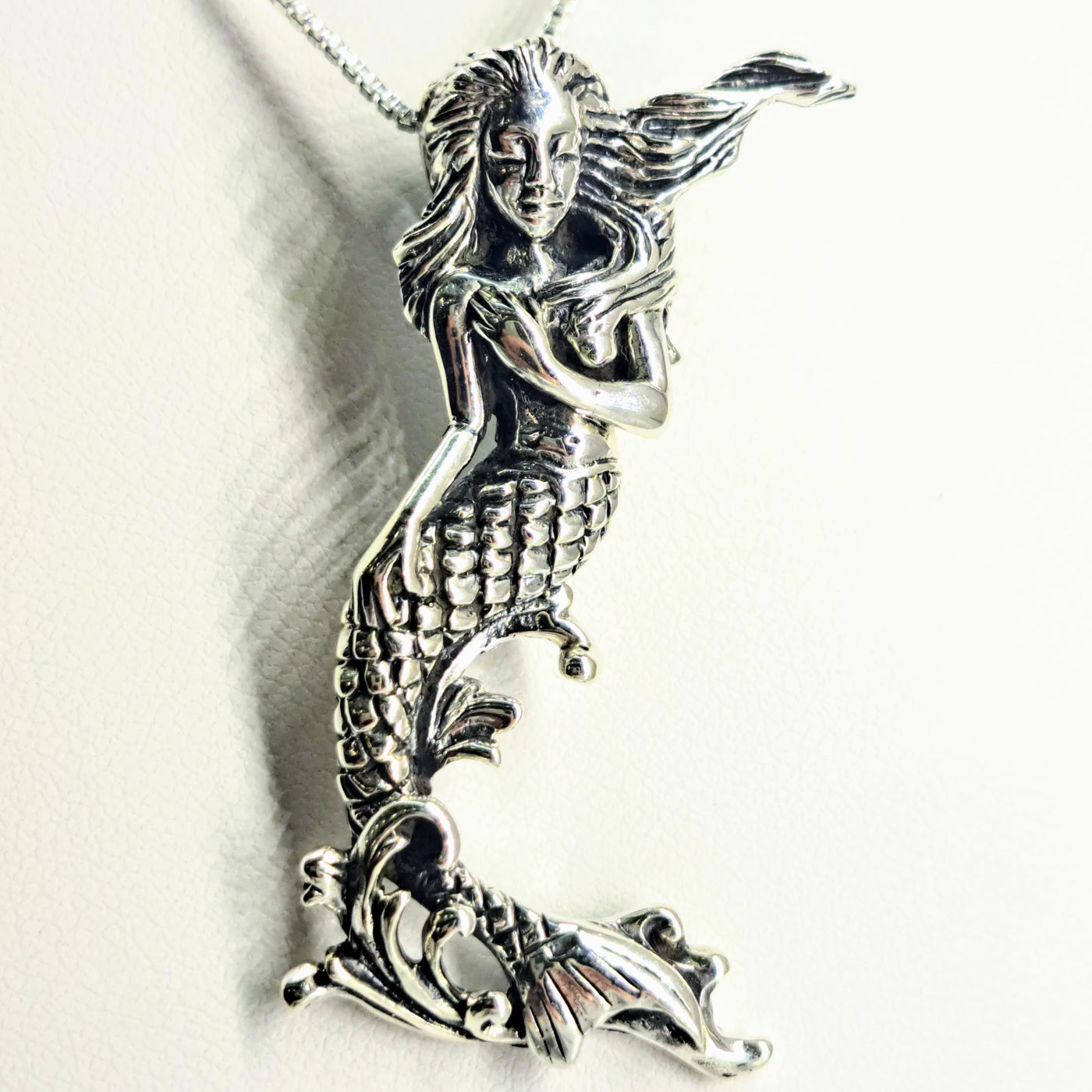 "My Very Fine Tail" 2" Pendant 18" Necklace - Sterling Mermaid