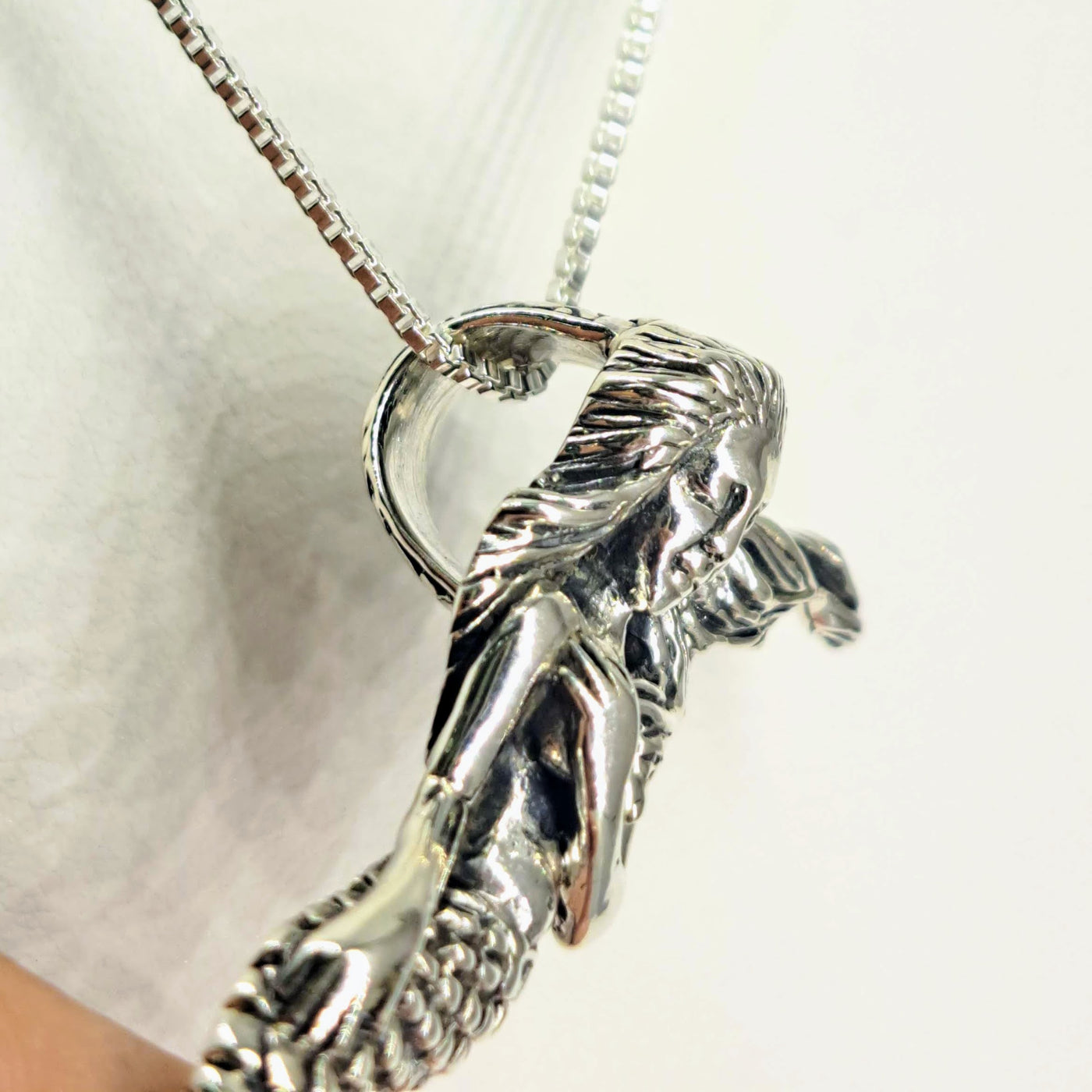 "My Very Fine Tail" 2" Pendant 18" Necklace - Sterling Mermaid