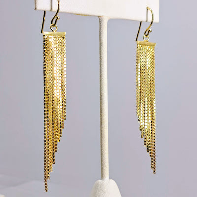 "Solid Gold Dancers" 3" Earrings - 18K Gold Over Sterling (Anti-tarnish Treated)