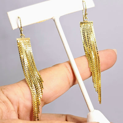 "Solid Gold Dancers" 3" Earrings - 18K Gold Over Sterling (Anti-tarnish Treated)