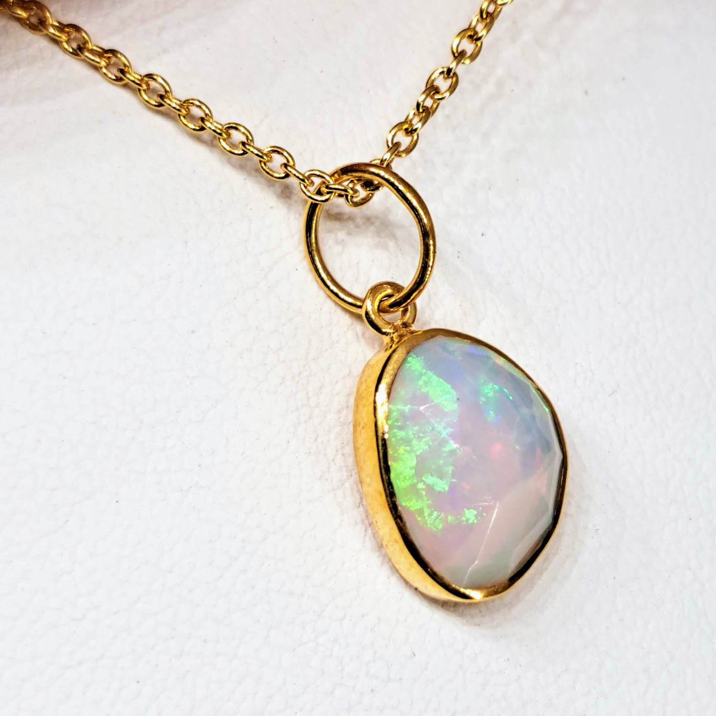 "Light Within" Pendant Necklace - Opal, 18k Gold Sterling