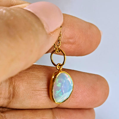 "Light Within" Pendant Necklace - Opal, 18k Gold Sterling