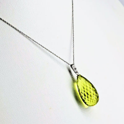 "Lovely Lemon Drop" 1.5" Pendant Necklace - Lemon Topaz, Sterling