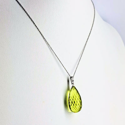 "Lovely Lemon Drop" 1.5" Pendant Necklace - Lemon Topaz, Sterling