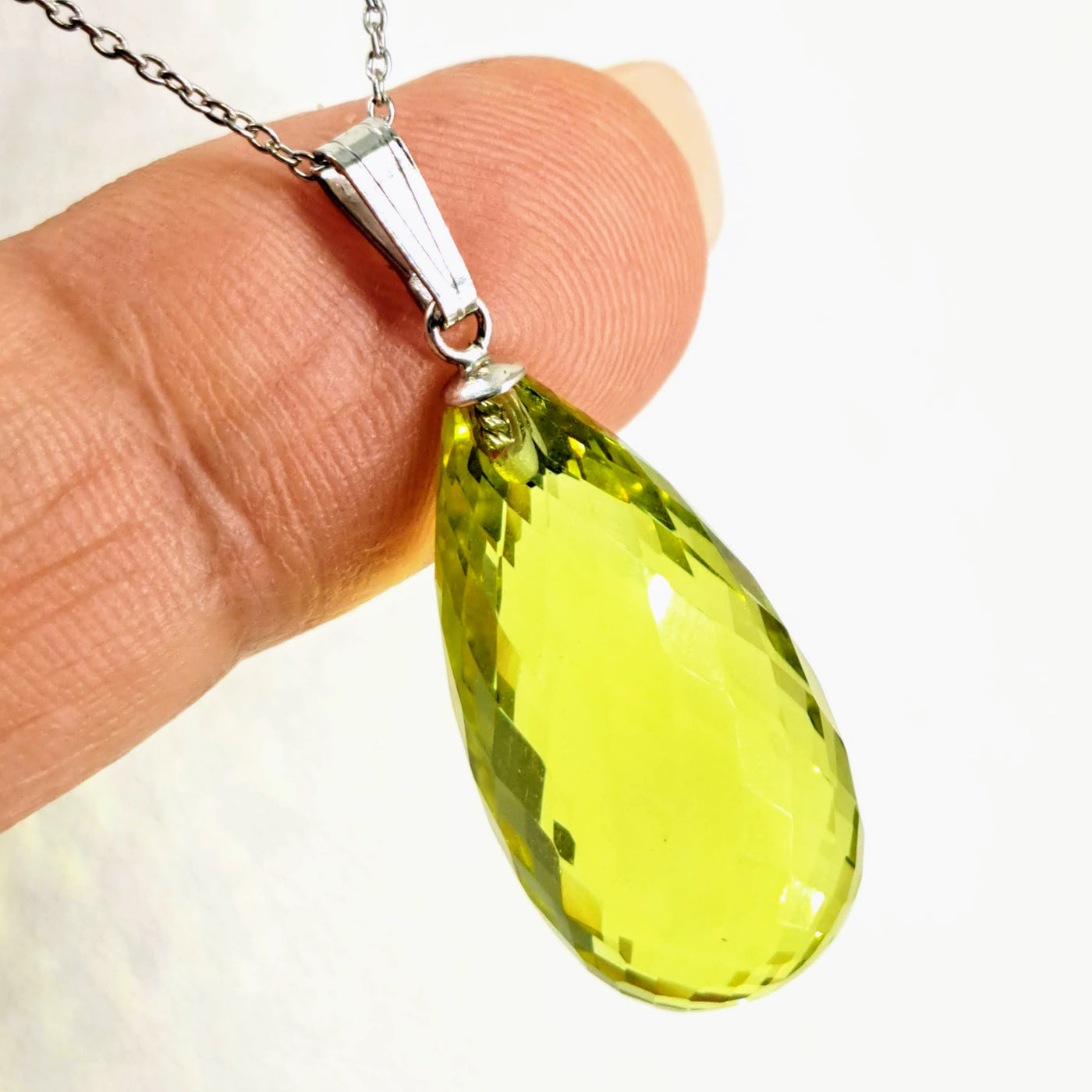 "Lovely Lemon Drop" 1.5" Pendant Necklace - Lemon Topaz, Sterling