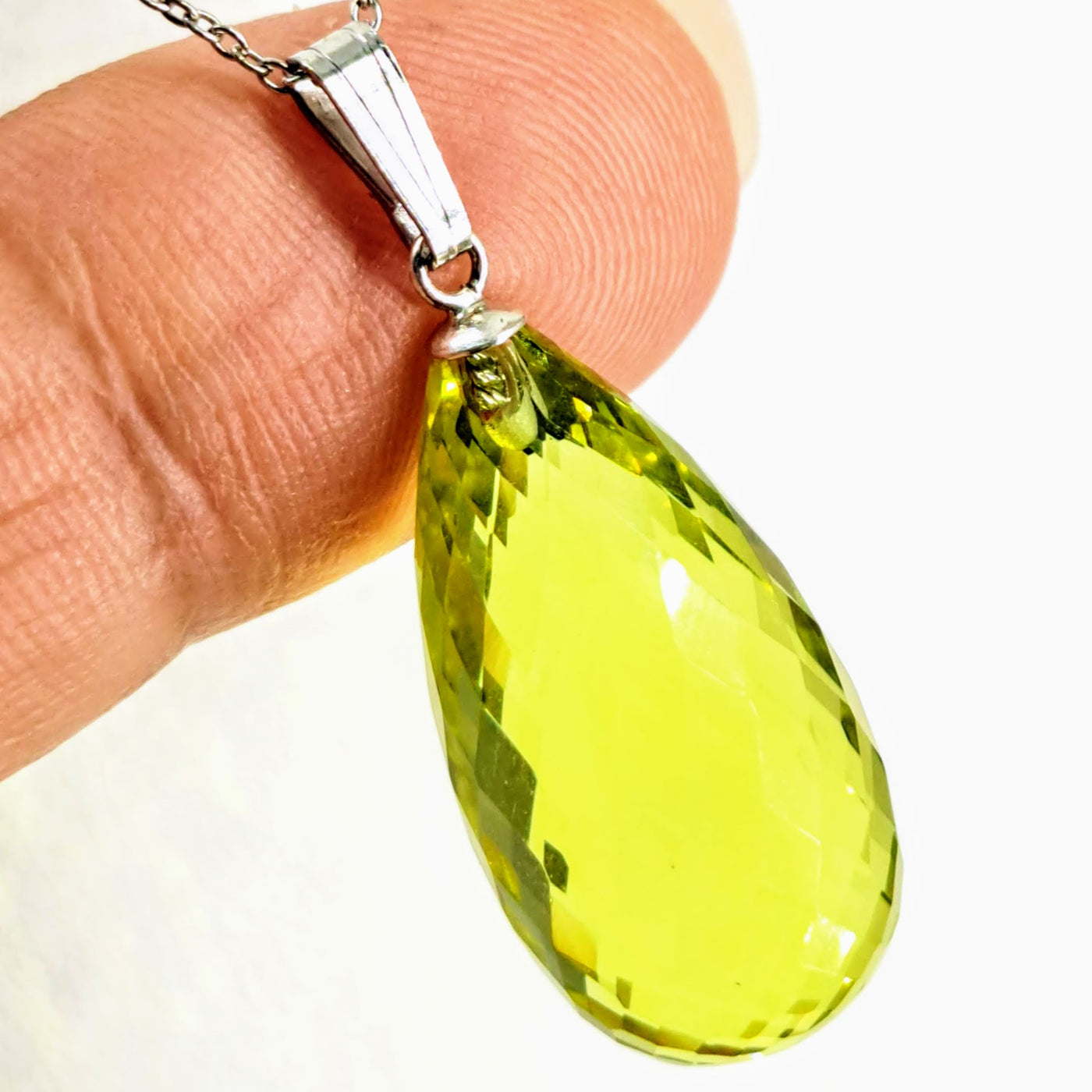 "Lovely Lemon Drop" 1.5" Pendant Necklace - Lemon Topaz, Sterling