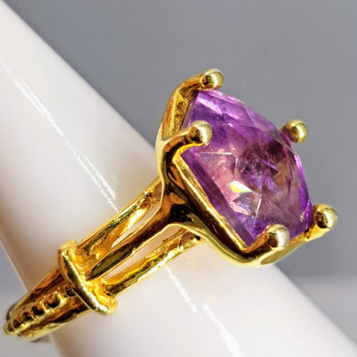 "My Fancy!" Sz 7 Ring - Amethyst, 18k Gold Sterling