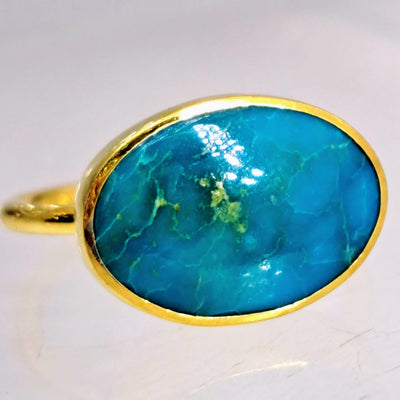 "Turqs & Caicos" Sz 6 Ring - Turquoise, 18k Gold Sterling