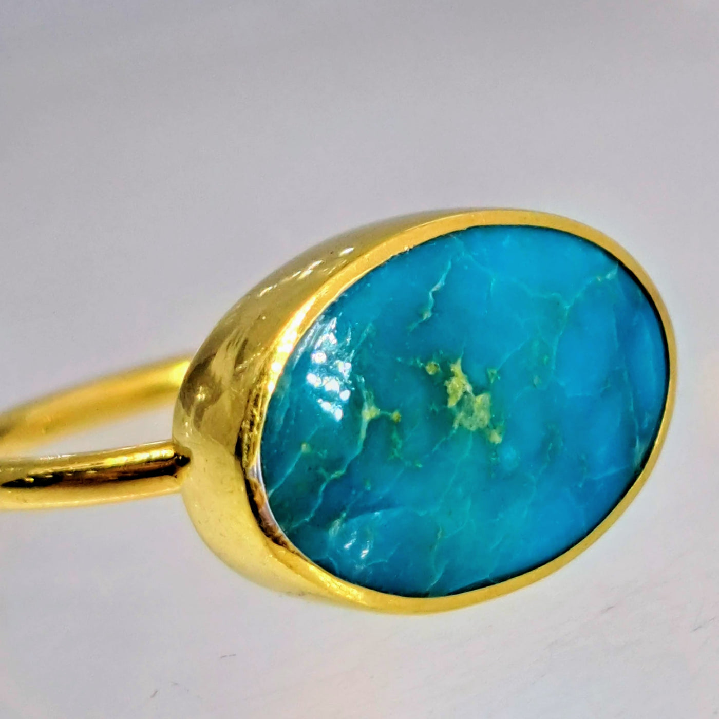 "Turqs & Caicos" Sz 6 Ring - Turquoise, 18k Gold Sterling