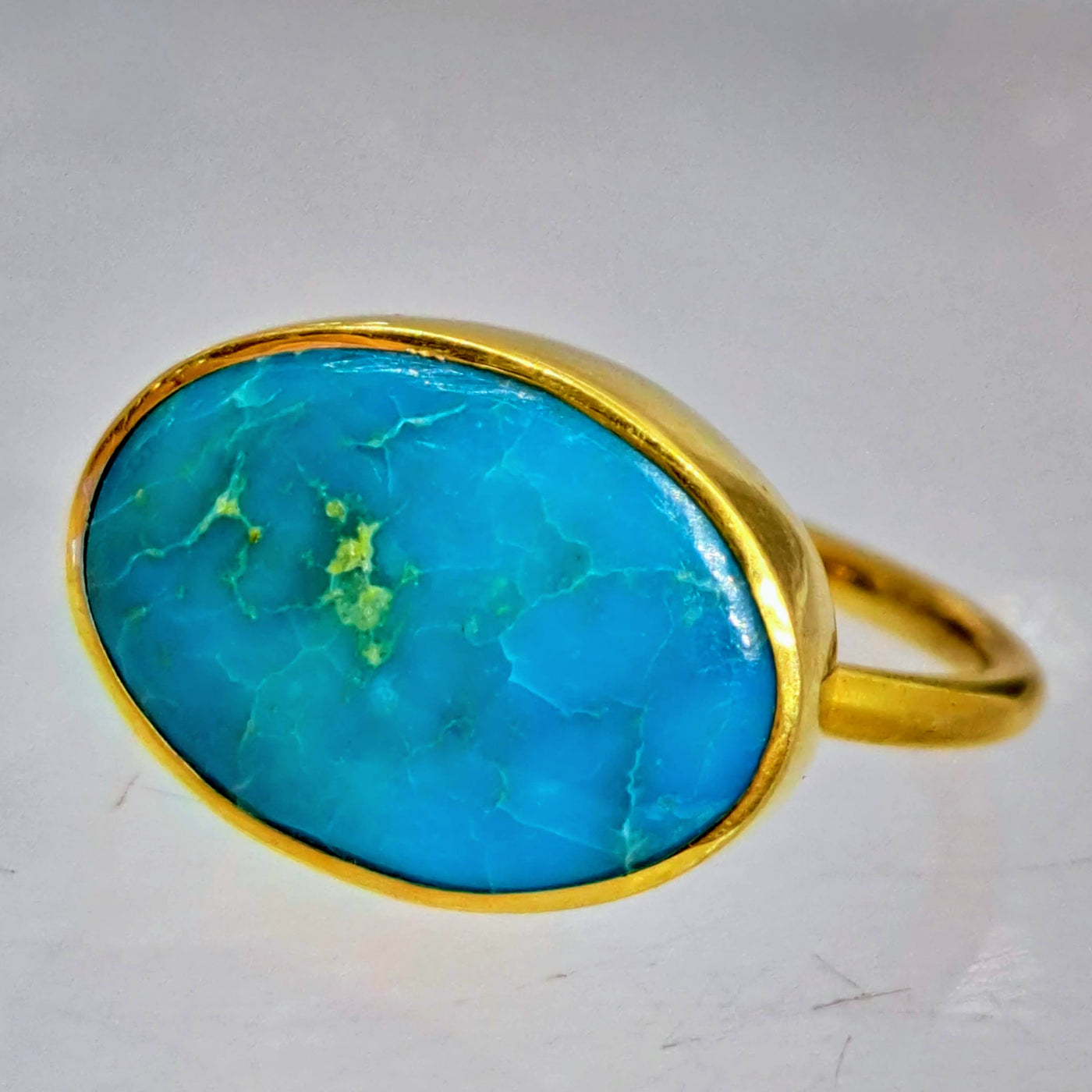 "Turqs & Caicos" Sz 6 Ring - Turquoise, 18k Gold Sterling