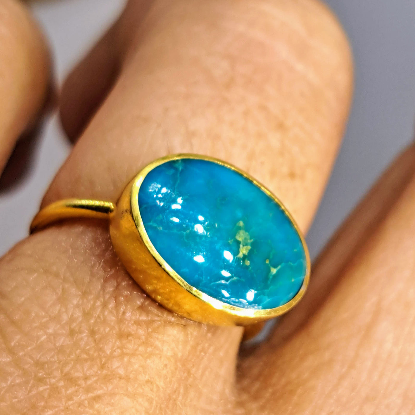 "Turqs & Caicos" Sz 6 Ring - Turquoise, 18k Gold Sterling