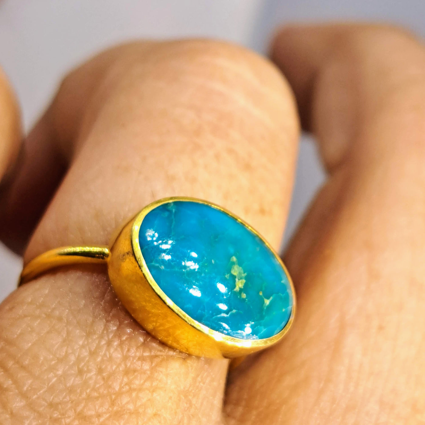 "Turqs & Caicos" Sz 6 Ring - Turquoise, 18k Gold Sterling