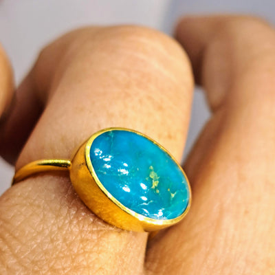 "Turqs & Caicos" Sz 6 Ring - Turquoise, 18k Gold Sterling