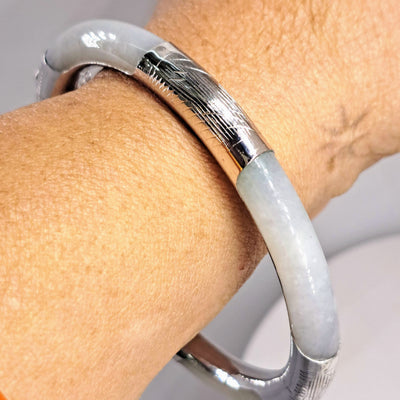 "Bo-Jangle Bangle" Sz Med. Bracelet - Jade, Sterling