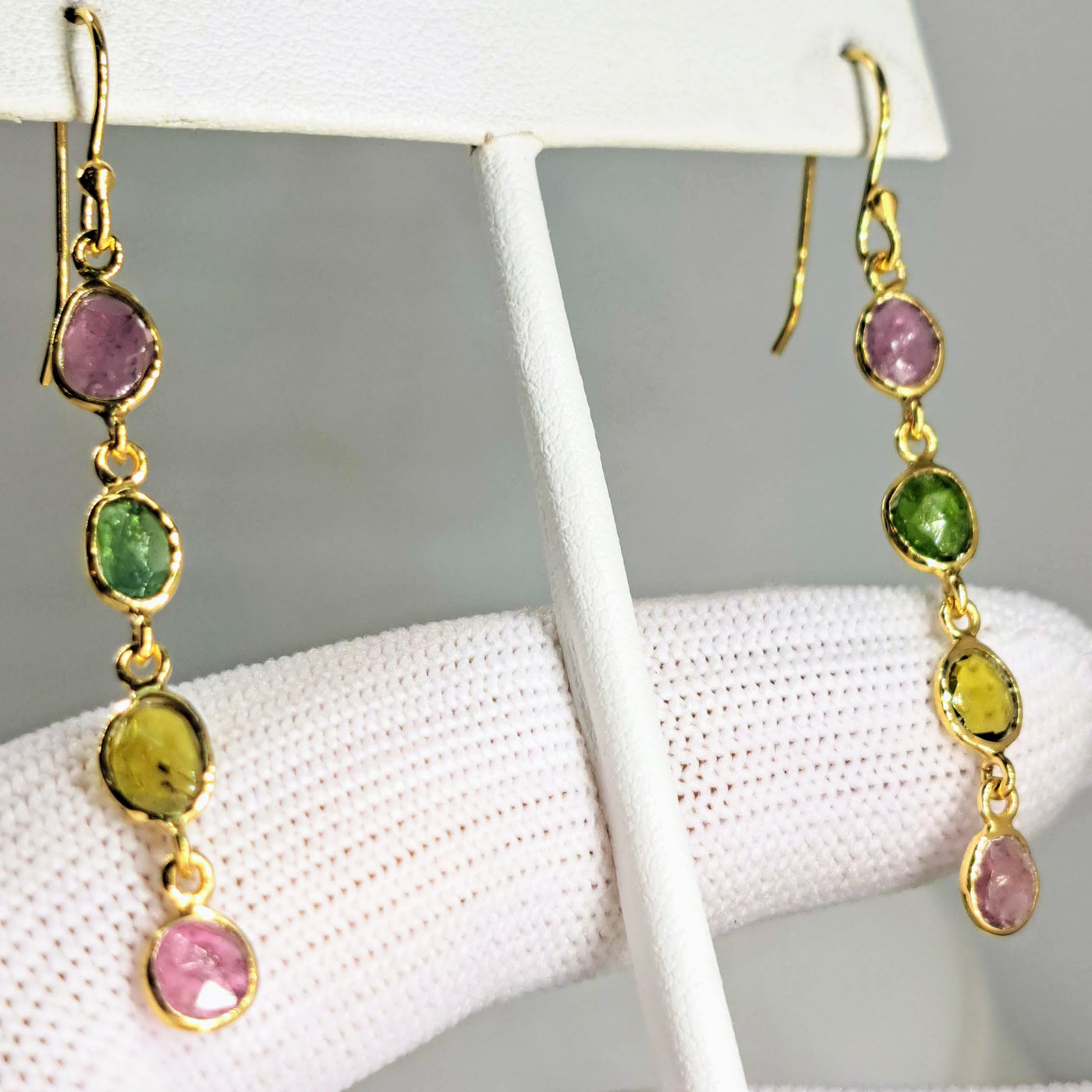 "Life Savers" 2.25" Earring - Tourmaline, Sterling or 18k Gold Sterling