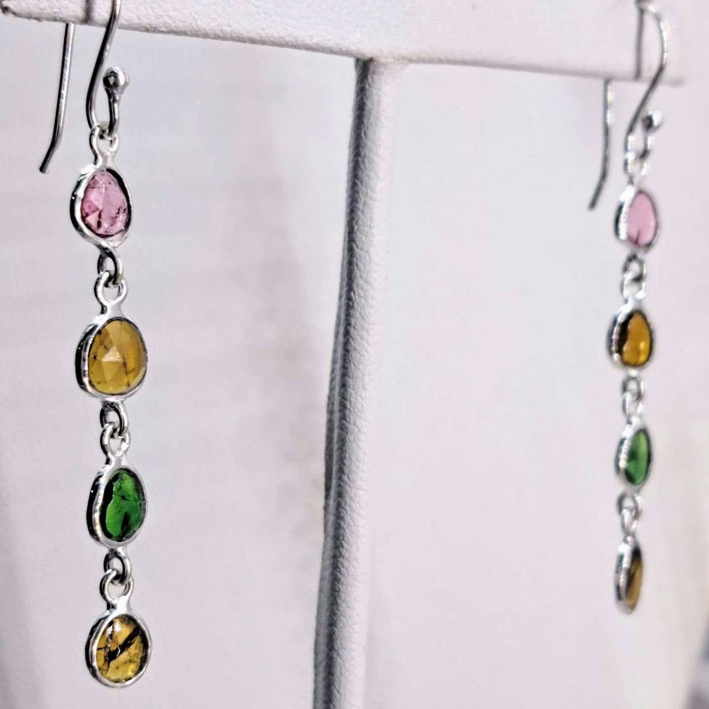 "Life Savers" 2.25" Earring - Tourmaline, Sterling or 18k Gold Sterling