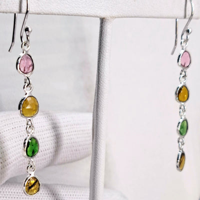 "Life Savers" 2.25" Earring - Tourmaline, Sterling or 18k Gold Sterling