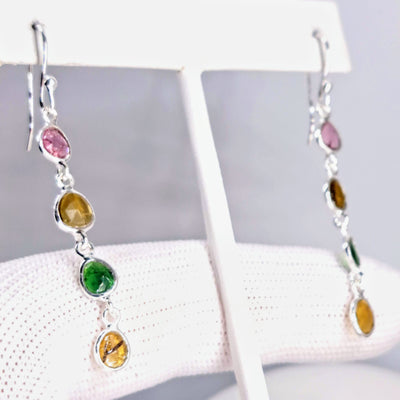 "Life Savers" 2.25" Earring - Tourmaline, Sterling or 18k Gold Sterling