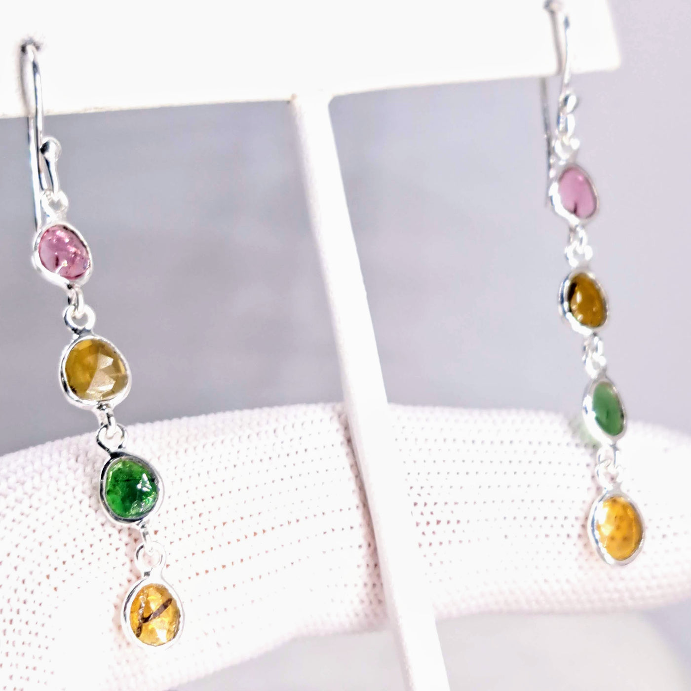 "Life Savers" 2.25" Earring - Tourmaline, Sterling or 18k Gold Sterling