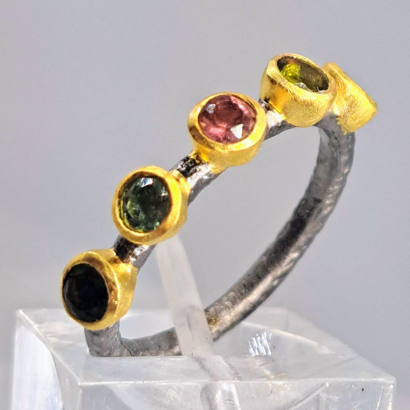 "Candy Band" Rings - Tourmaline, Black & Gold Sterling