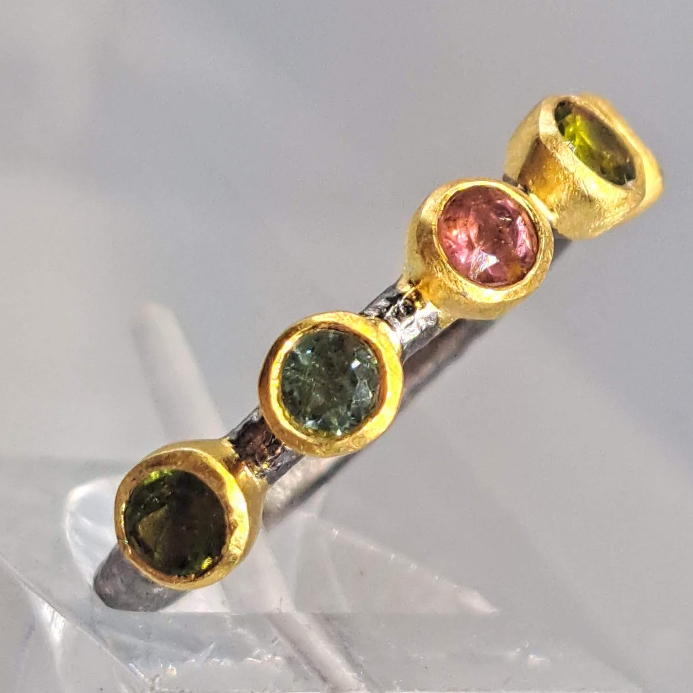 "Candy Band" Rings - Tourmaline, Black & Gold Sterling